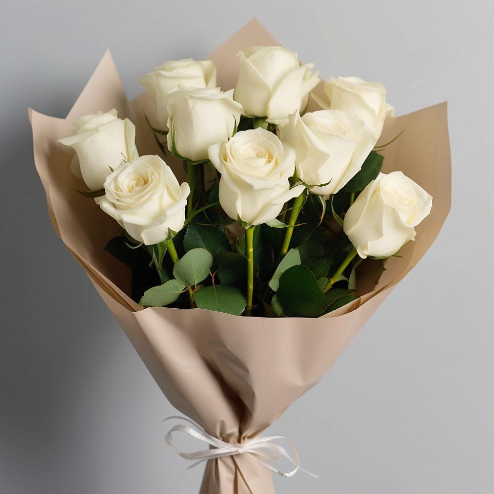 Букет 9 Белых роз Эдлесс Лав в Гатлукае