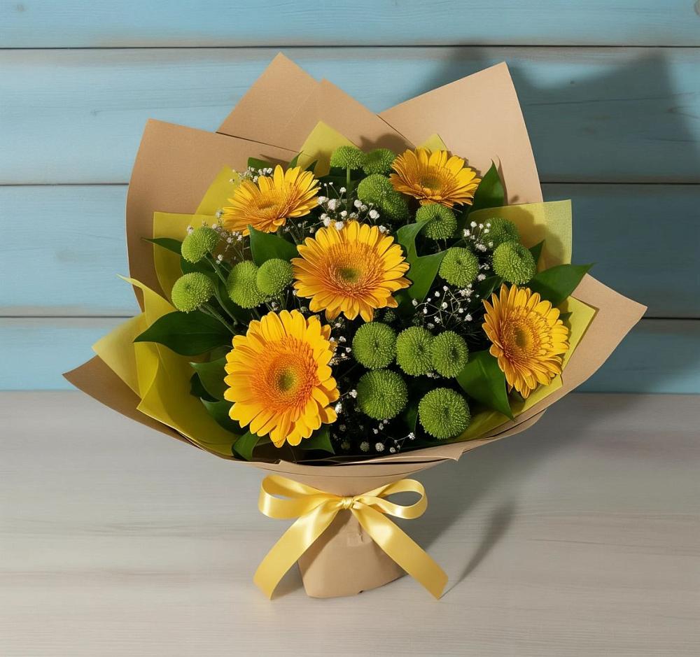 Букет цветов из: Герберы и Хризантемы в Гатлукае