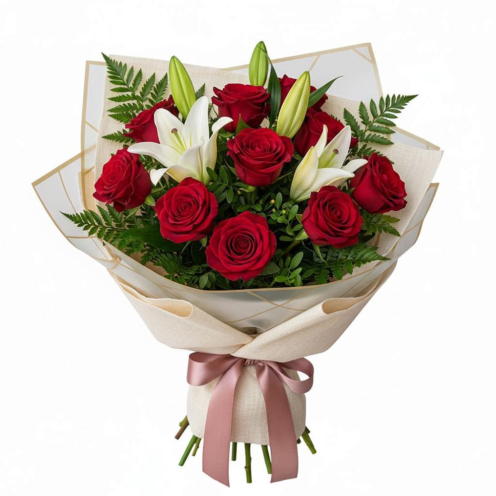 Букет цветов из: Лилии и Розы в Гатлукае