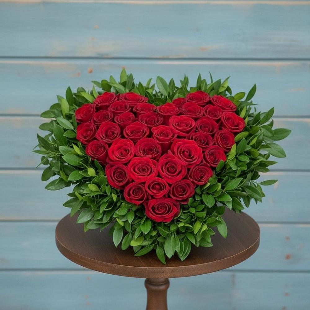 Цветочная композиция из Розы в виде сердца в Гатлукае