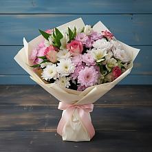 Букет цветов из:  Хризантемы, Альстромерии и Розы в Гатлукае