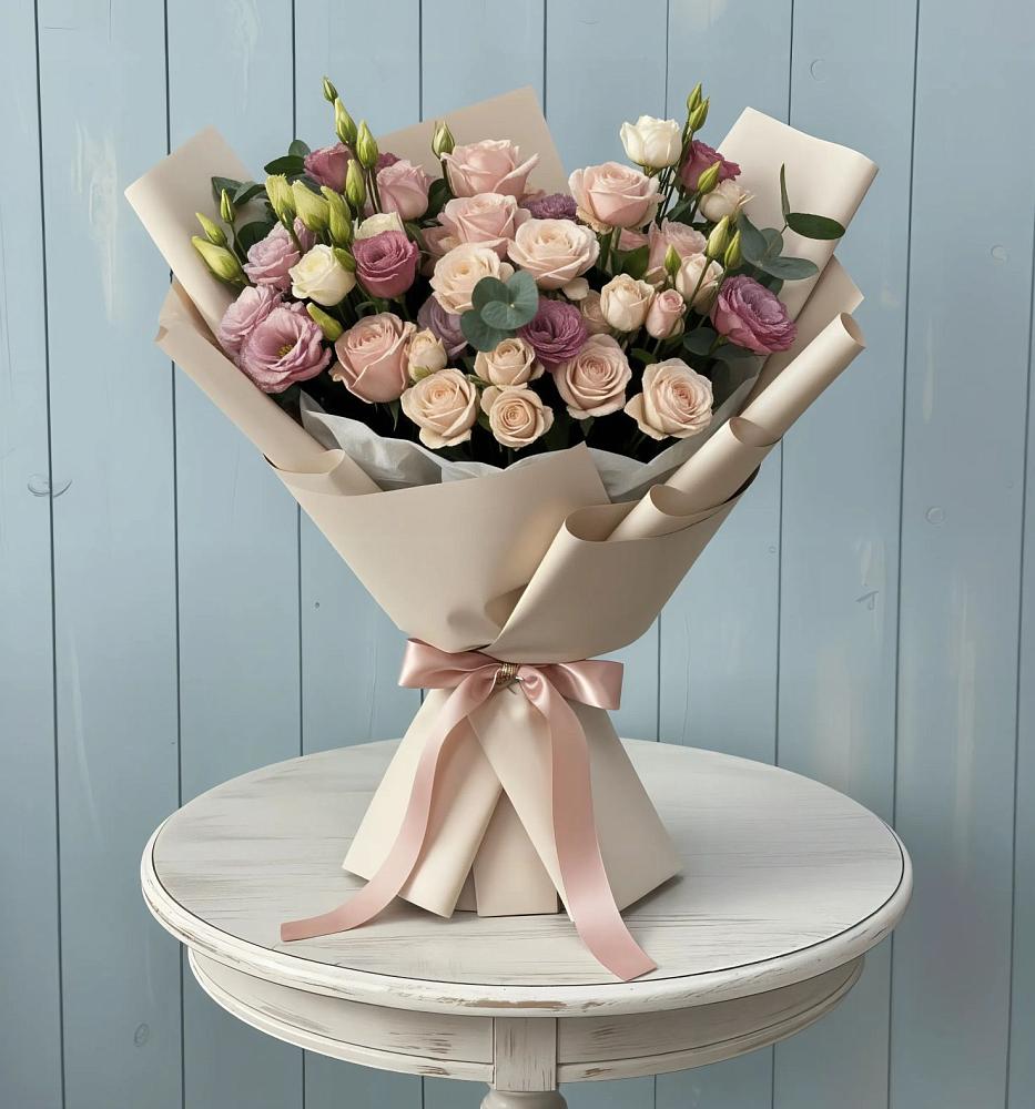 Букет цветов из: Розы и Лизиантусы в Гатлукае