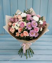 Букет цветов из:  Хризантемы, Розы и Альстромерии в Гатлукае