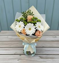 Букет цветов из:  Герберы, Розы и Хризантемы в Гатлукае